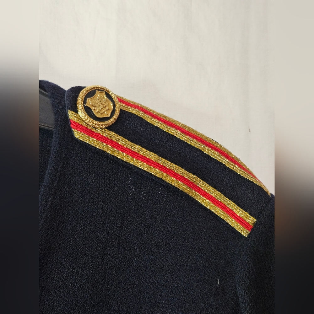 Vintage St. John by Marie grey Women's Navy Blue/red/gold cardigan - Picture 3 of 5